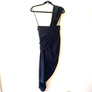 3.1 Phillip Lim silk one shoulder ruched asymmetrical hem cocktail dress size 4